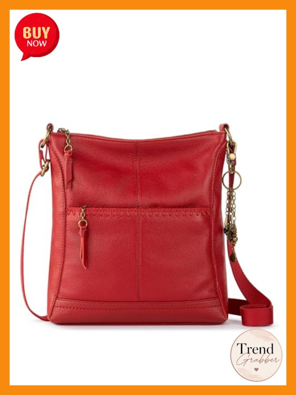 Leather Crossbody Purse Zipper Closure Adjustable Strap